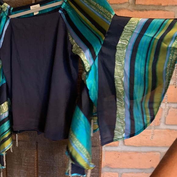 Anthropologie TINY Blue Green Beaded Bell Sleeve Top Size XS Flowy Boho Coastal - Picture 7 of 14